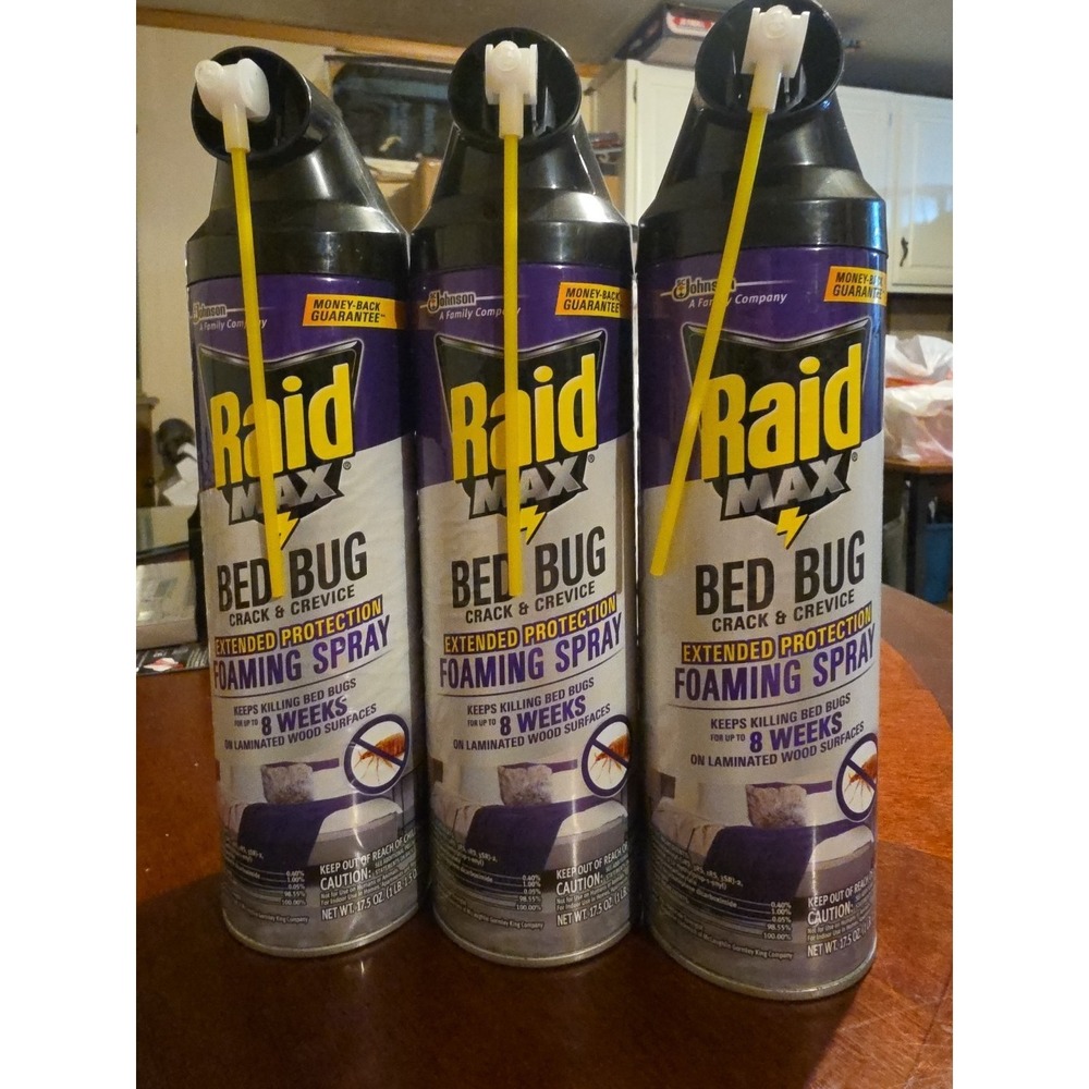 Raid Max Bed Bug Foaming Spray Crack Crevice 17.5‎ oz Extended Protection ( 3pc